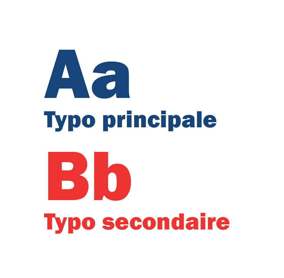 Visuel présentant les typographies choisies par La Photo'graphiste pour l'entreprise FaralBat'. Le design mêle simplicité, couleurs primaires, ambiance masculine : le tout parfait pour une entreprise de maçonnerie générale.
