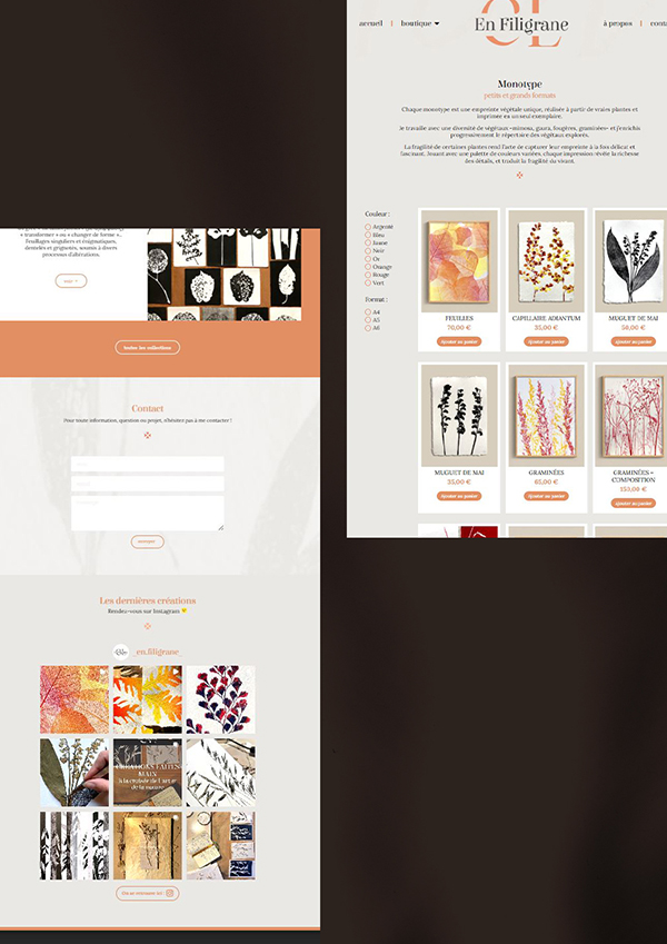 Site Internet réalisé par La Photo'graphiste : responsive sur tablette et sur téléphone, boutique en ligne